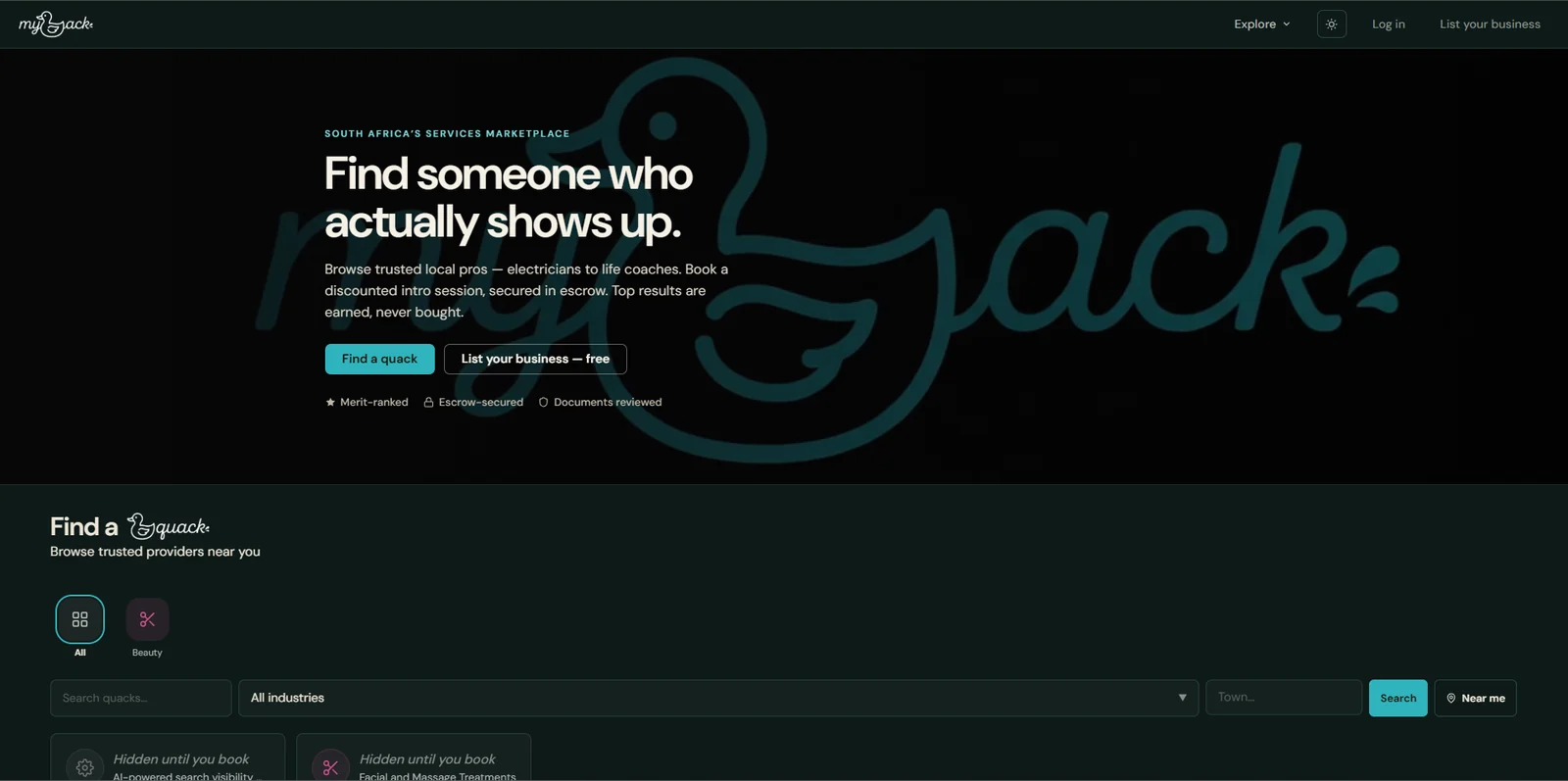 myQuack marketplace browse page
