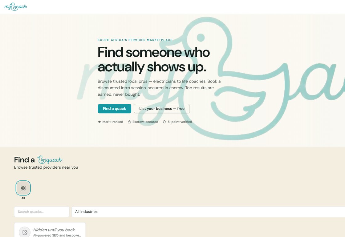 myQuack — services marketplace web app built by Avuno